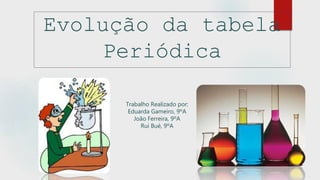 Evolução da tabela
Periódica
Trabalho Realizado por:
Eduarda Gameiro, 9ºA
João Ferreira, 9ºA
Rui Bué, 9ºA
 