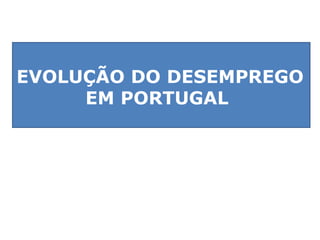 EVOLUÇÃO DO DESEMPREGO EM PORTUGAL  