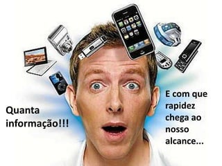 Quanta 
informação!!! 
E com que 
rapidez 
chega ao 
nosso 
alcance... 
 