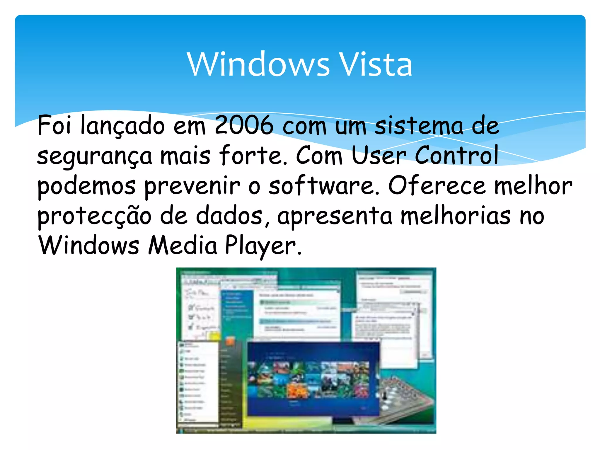 Foi lançado em 2006 com um sistema de segurança mais forte. Com UserControl podemos prevenir o software. Oferece melhor protecção de dados, apresenta melhorias no Windows Media Player.Windows Vista