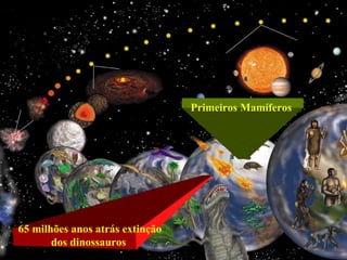 65 milhões anos atrás extinção
dos dinossauros
Primeiros Mamíferos
 