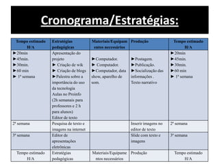 Cronograma/Estratégias: