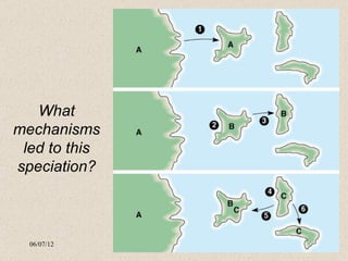 What 
mechanisms 
 led to this 
speciation?



  06/07/12      cott
 
