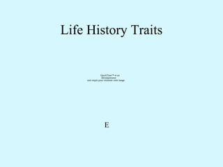 Life History Traits 
QuickTime™ et un 
décompresseur 
sont requis pour visionner cette image. 
E 
 