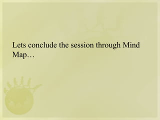 Lets conclude the session through Mind
Map…
 