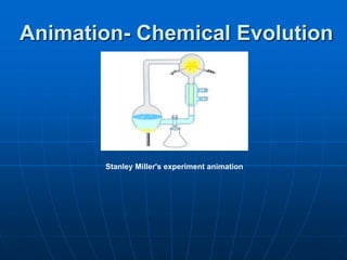 Animation- Chemical Evolution
Stanley Miller's experiment animation
 