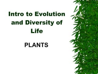 Intro to Evolution and Diversity of Life PLANTS 