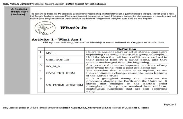 Plan of Lesson for Teaching Biological Evolution | PDF