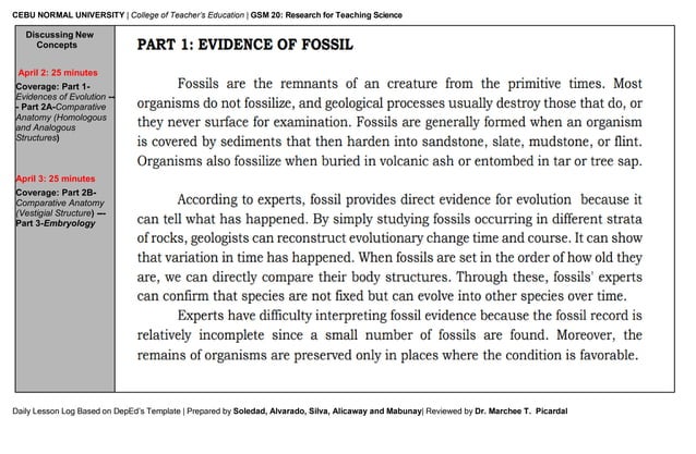 Plan of Lesson for Teaching Biological Evolution | PDF