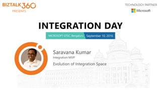 PRESENTS
TECHNOLOGY PARTNER
INTEGRATION DAY
MICROSOFT GTSC, Bengaluru September 10, 2016
Saravana Kumar
Integration MVP
Evolution of Integration Space
 