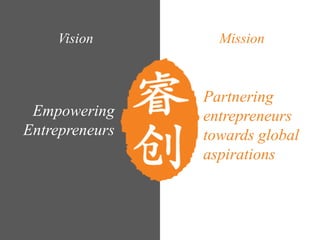 Vision        Mission



                Partnering
 Empowering     entrepreneurs
Entrepreneurs   towards global
         ...