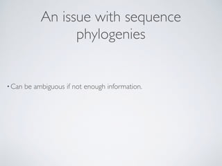 An issue with sequence
phylogenies
•Can be ambiguous if not enough information.
 