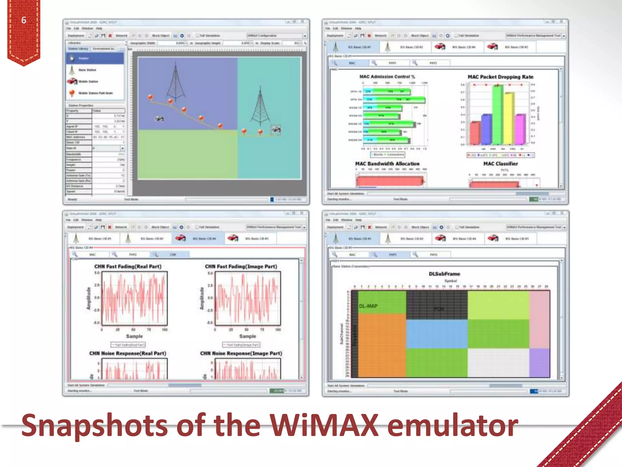 6




Snapshots of the WiMAX emulator
 