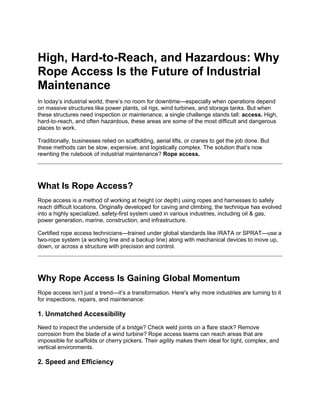 Rope Access: The Game-Changer for Safer, Faster, and Smarter Industrial ...