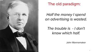 7
The new paradigm:
You know exactly what you
get from each (digital)
advertising dollar spent.
The trouble is - You can't
spend any more without
losing more money.
John Ekman
 