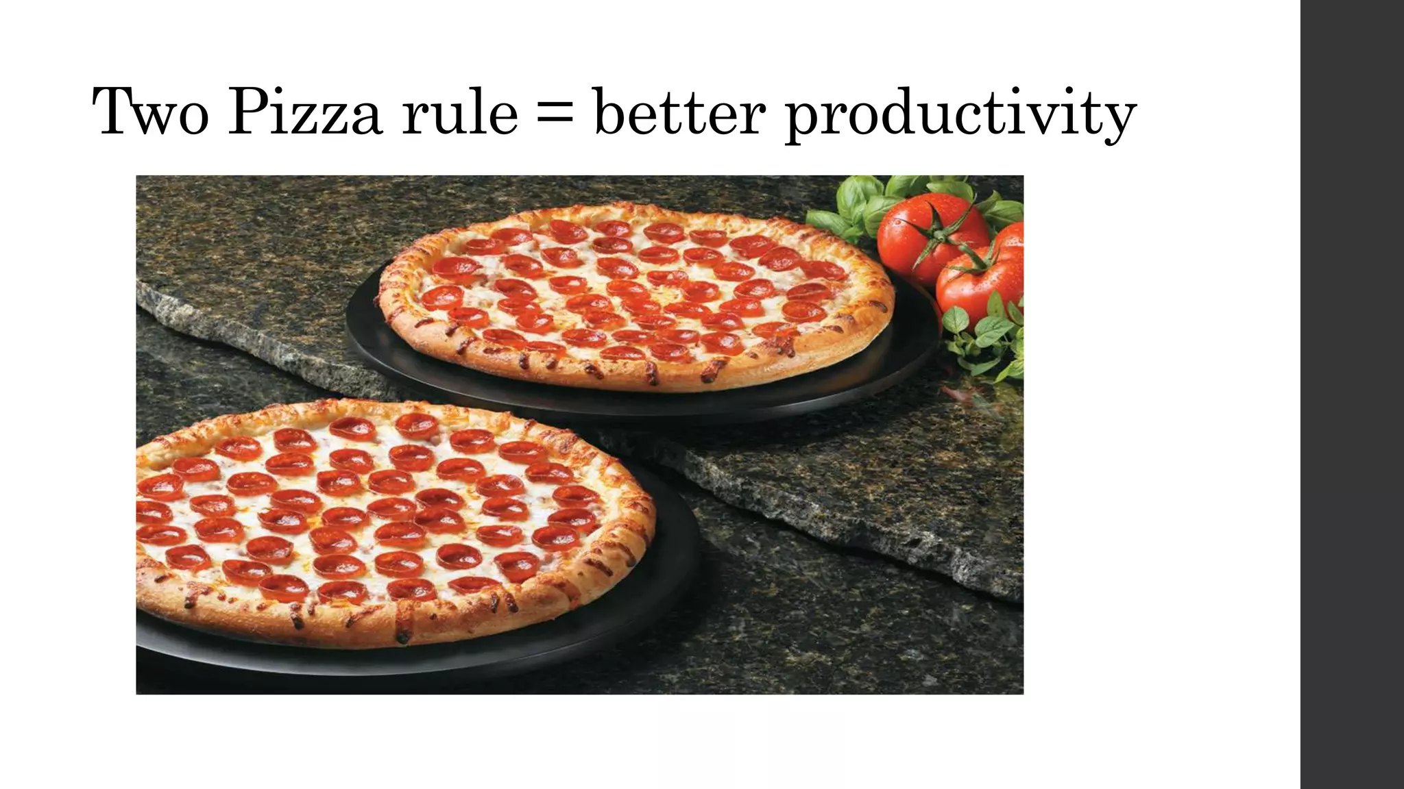 Two Pizza rule = better productivity
 