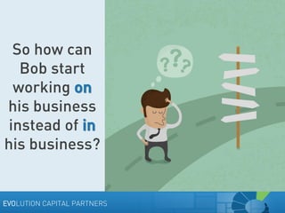 So how can
Bob start
working on
his business
instead of in
his business?

EVOLUTION CAPITAL PARTNERS

 