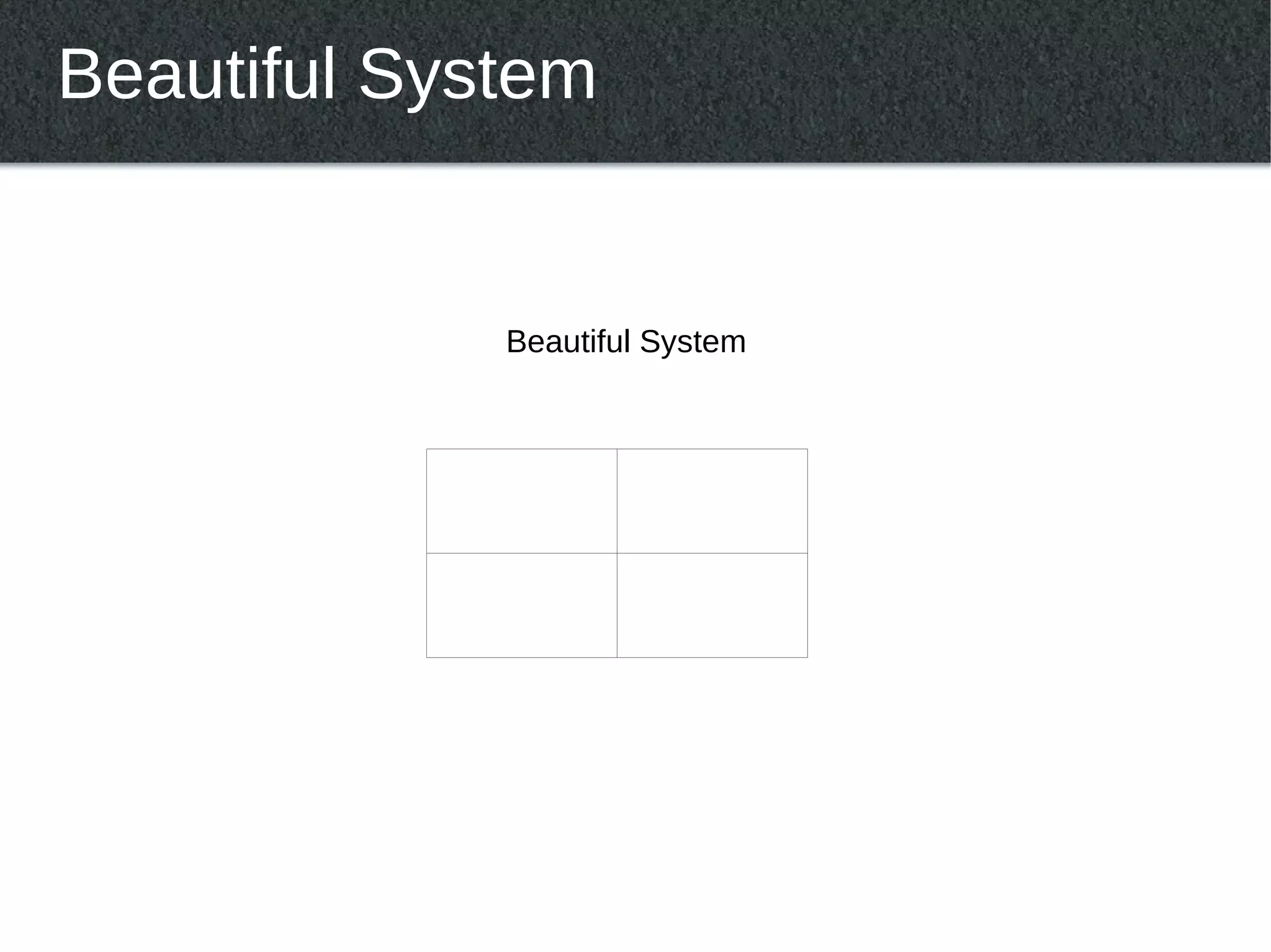 Beautiful System


             Beautiful System
 