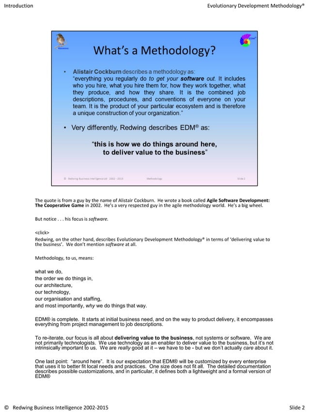 Notes for Evolutionary Development Methodology | PDF