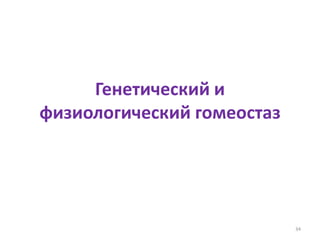 Генетический и
физиологический гомеостаз
34
 