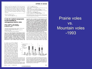 Prairie voles
      vs.
Mountain voles
    -1993
 