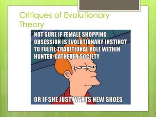 Critiques of Evolutionary 
Theory 
 