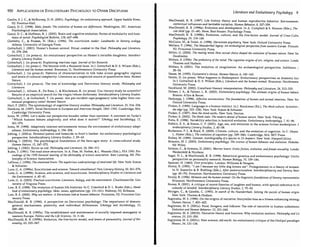 950 ApPLICATIONS OF EVOLUTIONARY PSYCHOLOGY TO OTHER DISCIPLINES
Gaulin, S. J. c., & McBurney, D. H. (2001). Psychology: An evolutionary approach. Upper Saddle River,
NJ: Prentice-Hall.
Geary, D. C. (1998). Male, female: The evolution of human sex differences. Washington, DC: American
Psychological Association.
Geary, D. c., & Huffman, K. J. (2002). Brain and cognitive evolution: Forms of modularity and func-
tions of mind. Psychological Bulletin, 128, 667-698.
Glotfelty, c., & Fromm, H. (Eds.). (1996). The ecocriticism reader: Landmarks in literary ecology.
Athens: University of Georgia Press.
Gottschall, J. (2001). Homer's human animal: Ritual combat in the Iliad. Philosophy and Literature,
25, 278-294.
Gottschall, J. (in press-a). An evolutionary perspective on Homer's invisible daughters. Interdisci-
plinary Literary Studies.
Gottschall, J. (in press-b). Explaining wartime rape. Journal of Sex Research.
Gottschall, J. (in press-c). The heroine with a thousand faces. In J. Gottschall & D. S. Wilson (Eds.),
Literature and the human animal. Evanston, IL: Northwestern University Press.
Gottschall, J. (in press-d). Patterns of characterization in folk tales across geographic regions
and levels of cultural complexity: Literature as a neglected source of quantitative data. Human
Nature.
Gottschall, J. (in press-e). The tree of knowledge and Darwinian literary study. Philosophy and
Literature.
Gottschall, J., Allison, E., De Rosa, J., & Klockeman, K. (in press). Can literary study be scientific?
Results of an empirical search for the virgin/whore dichotomy. Interdisciplinary Literary Studies.
Gottschall, J., & Gottschall, T. (in press). Are per-incident rape-pregnancy rates higher than con-
sensual pregnancy rates? Human Nature.
Hart, F. (2001). The epistemology of cognitive literary studies. Philosophy and Literature, 25, 314-334.
Hawkins, M. (1997). Social Darwinism in European and American thought, 1860-1945. Cambridge, MA:
Cambridge University Press.
Irons, W. (1990). Let's make our perspective broader rather than narrower: A comment on Turke's
"Which humans behave adaptively, and what does it matter?" Ethology and Sociobiology, 11,
361-374.
Irons, W. (1998). Adaptively relevant environments versus the environment of evolutionary adapt-
edness. Evolutionary Anthropology, 6, 194-204.
Jobling, I. (2001a). Personal justice and homicide in Scott's Ivanhoe: An evolutionary psychological
perspective. Interdisciplinary Literary Studies, 2, 29-43.
Jobling, I. (2001b). The psychological foundations of the hero-ogre story: A cross-cultural study.
Human Nature, 12,247-272.
Jobling, I. (2002). Byron as cad. Philosophy and Literature, 26, 296-311.
Kuhn, T. (1991). The road since structure. In A. Fine, M. Forbes, & L. Wessels (Eds.), PSA 1990: Pro-
ceedings of the 1990 biennial meeting of the philosophy of science association. East Lansing, MI: Phi-
losophy of Science Association.
LeDoux, J. (1996). The emotional brain: The mysterious underpinnings ofemotional life. New York: Simon
& Schuster.
Love, G. A. (1999a). Ecocriticism and science: Toward consilience? New Literary History, 30, 561-576.
Love, G. A. (1999b). Science, anti-science, and ecocriticism. Interdisciplinary Studies in Literature and
the Environment, 6, 65-81.
Love, G. A. (2003). Practical ecocriticism: Literature, biology, and the environment. Charlottesville: Uni-
versity of Virginia Press.
Low, B. S. (1998). The evolution of human life histories. In C. Crawford & D. L. Krebs (Eds.), Hand-
book ofevolutionary psychology: Ideas, issues, applications (pp. 131-161). Mahway, NJ: Erlbaum.
Low, B. S. (2000). Why sex matters: A Darwinian look'at human behavior. Princeton, NJ: Princeton Uni-
versity Press. .
MacDonald, K. B. (1990). A perspective on Darwinian psychology: The importance of domam-
general mechanisms, plasticity, and individual differences. Ethology and Sociobiology, 12,
449-480.
MacDonald, K. B. (1995a). The establishment and maintenance of socially imposed monogamy in
western Europe. Politics and the Life Sciences, 14,3-46. .
MacDonald, K. B. (1995b). Evolution, the five-factor model, and levels of personality. Journal of Per-
sonality, 63, 525-567.
Literature and Evolutionary Psychology 9
MacDonald, K. B. (1997). Life history theory and human reproductive behavior: Environment,
contextual influences and heritable variation. Human Behavior, 8, 327-359.
MacDonald, K. B. (1998a). Evolution and development. In A. Campbell & S. Muncer (Eds.), The
cial child (pp. 21-49). Hove, East Sussex: Psychology Press.
MacDonald, K. B. (1998b). Evolution, culture, and the five-factor model. Journal of Cross-Cultu
Psychology, 29,119-149.
McGuire, M., & Troisi, A. (1998). Darwinian psychiatry. New York: Oxford University Press.
Mellars, P. (1996). The Neanderthal legacy: An archeological perspective from western Europe. Princet<
NJ: Princeton University Press.
Miller, G. (2000). The mating mind: How sexual choice shaped the evolution of human nature. New YOl
Doubleday.
Mithen, S. (1996). The prehistory of the mind: The cognitive origins of art, religion, and science. Lond<
Thames and Hudson.
Mithen, S. (2001). The evolution of imagination: An archaeological perspective. SubStance, :
28-54.
Nesse, M. (1995). Guinevere's choice. Human Nature, 6, 145-163.
Nettle, D. (in press). What happens in Shakespeare: Evolutionary perspectives on dramatic fon
In J. Gottschall & D. S. Wilson (Eds.), Literature and the human animal. Evanston: Northweste
University Press.
Nordlund, M. (2002). Consilient literary interpretation. Philosophy and Literature, 26, 312-333.
Palmer, J. A., & Palmer, L. K. (2002). Evolutionary psychology: The ultimate origins of human behavic
Boston: Allyn & Bacon.
Panksepp, J. (1998). Affective neuroscience: The foundations of human and animal emotions. New Yor
Oxford University Press.
Pinker, S. (1995). Language is a human instinct. In J. Brockman (Ed.), The third culture: Scientists I
the edge (pp. 223-238). New York: Simon & Schuster.
Pinker, S. (1997). How the mind works. New York: Norton.
Pinker, S. (2002). The blank slate: The modern denial ofhuman nature. New York: Viking.
Potts, R. (1998). Variability selection in hominid evolution. Evolutionary Anthropology, 7, 81-96.
Rabkin, E. S., & Simon, C. P. (2001). Age, sex, and evolution in the science fiction marketplace. I
terdisciplinary Literary Studies, 2, 45-58.
Richerson, P. J., & Boyd, R. (2000). Climate, culture, and the evolution of cognition. In C. Heyes
L. Huber (Eds.), The evolution of cognition (pp. 329-346). Cambridge, MA: MIT Press.
Ridley, M. (1999). Genome: Autobiography ofa species in 23 chapters. New York: HarperCollins.
Rossano, M. J. (2003). Evolutionary psychology: The science of human behavior and evolution. Hoboke
NJ: Wiley.
Salmon, c., & Symons, D. (2001). Warrior lovers: Erotic fiction, evolution, and female sexuality. LondO:
Weidenfeld & Nicolson.
Segal, N. L., & MacDonald, K. B. (1998). Behavioral genetic$ and evolutionary psychology: Unifie
perspective on personality research. Human Biology, 70, 159-184.
Spencer, H. (1862). First principles. London: Williams & Norgate.
Storey, R. (1993). "I am I because my little dog knows me": Prolegomenon to a theory of mimesi
In N. Easterlin & B. Riebling (Eds.), After poststructuralism: Interdisciplinarity and literary theor
(pp. 45 -70). Evanston: Northwestern University Press.
Storey, R. (1996). Mimesis and the human animal: On the biogenetic foundations of literary representatiOJ
Evanston: Northwestern University Press.
Storey, R. (2001). A critique of recent theories of laughter and humor, with special reference to th
comedy of Seinfeld. Interdisciplinary Literary Studies, 2, 75-92.
Stringer, c., & Gamble, C. (1993). In search of the Neanderthals: Solving the puzzle of human origin:
New York: Thames & Hudson.
Sugiyama, M. S. (1996). On the origins of narrative: Storyteller bias as a fitness enhancing strategJ
Human Nature, 7, 403-425.
Sugiyama, M. S. (2001a). Food, foragers, and folklore: The role of narrative in human subsistenCE
Evolution and Human Behavior, 22, 221-240.
Sugiyama, M. S. (200lb). Narrative theory and function: Why evolution matters. Philosophy and Lit
erature, 25, 233-250.
Sugiyama, M. S. (2001c). New science, old myth: An evolutionary critique of the Oedipal paradigm
Mosaic, 34, 121-136.
 