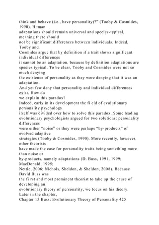 Evolutionary Theory of PersonalityFrom the beginning to the end .docx