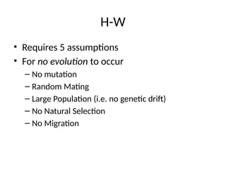 Mechanisms of Evolution including Hardy Weinberg Equilibrium | PPTX