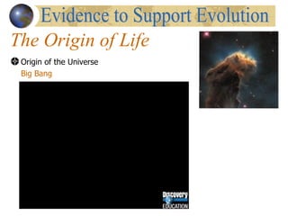 The Origin of Life
 Origin of the Universe
 Big Bang
 