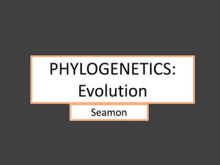 PHYLOGENETICS:
Evolution
Seamon
 