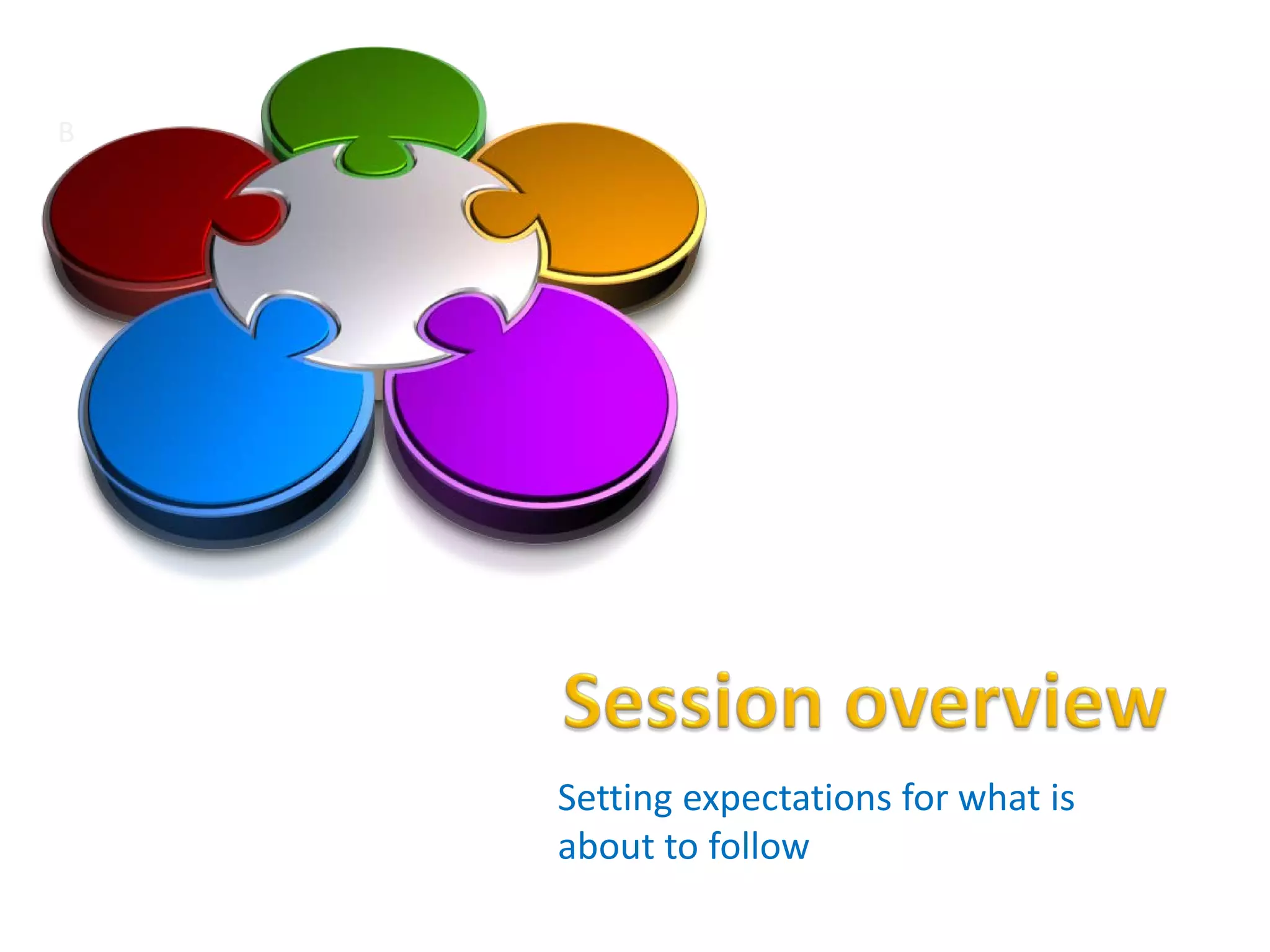 Setting expectations for what is
about to follow
B
 