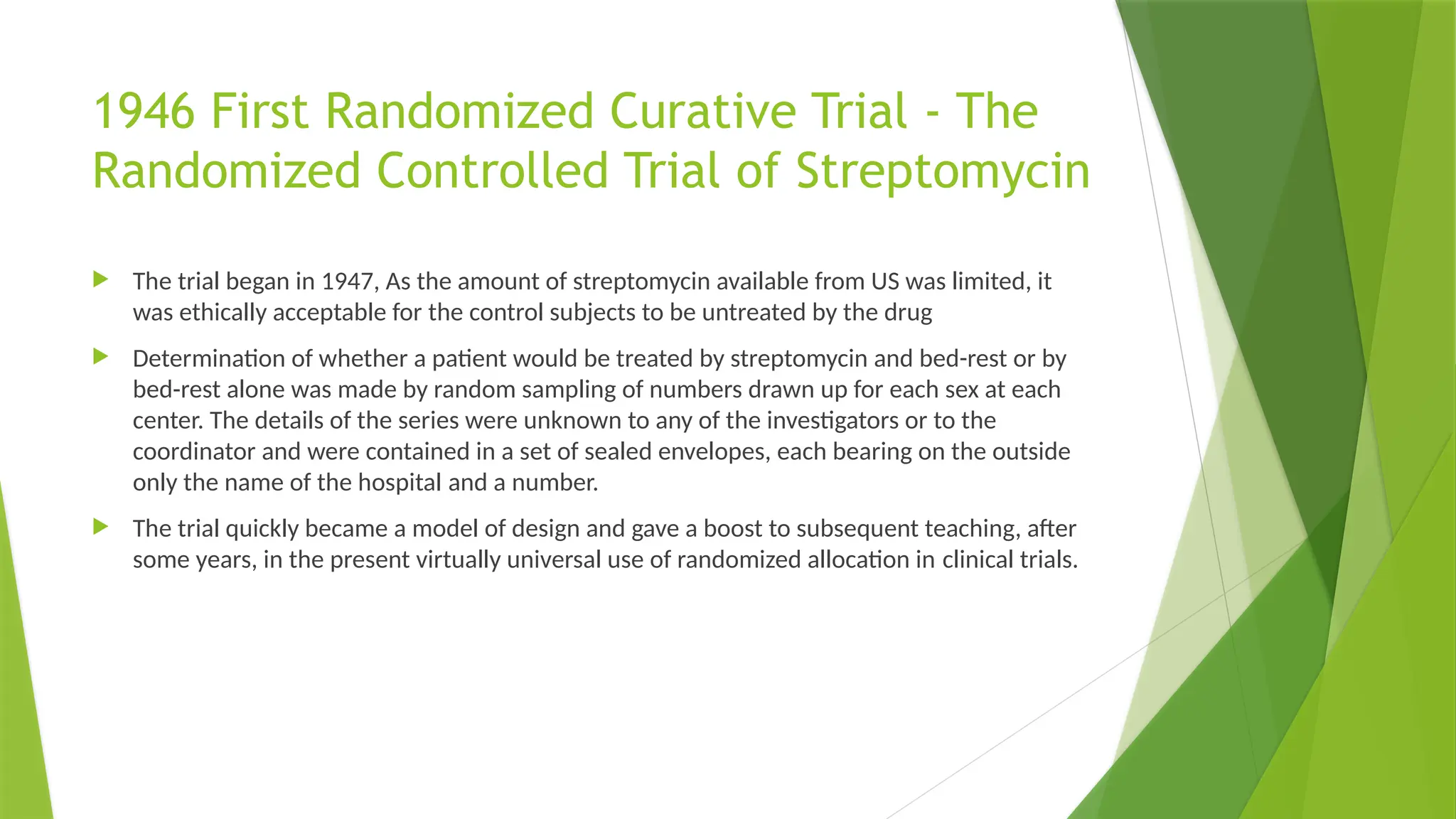 The First Rct Study Evolution and History of Clinical Research | PPTX