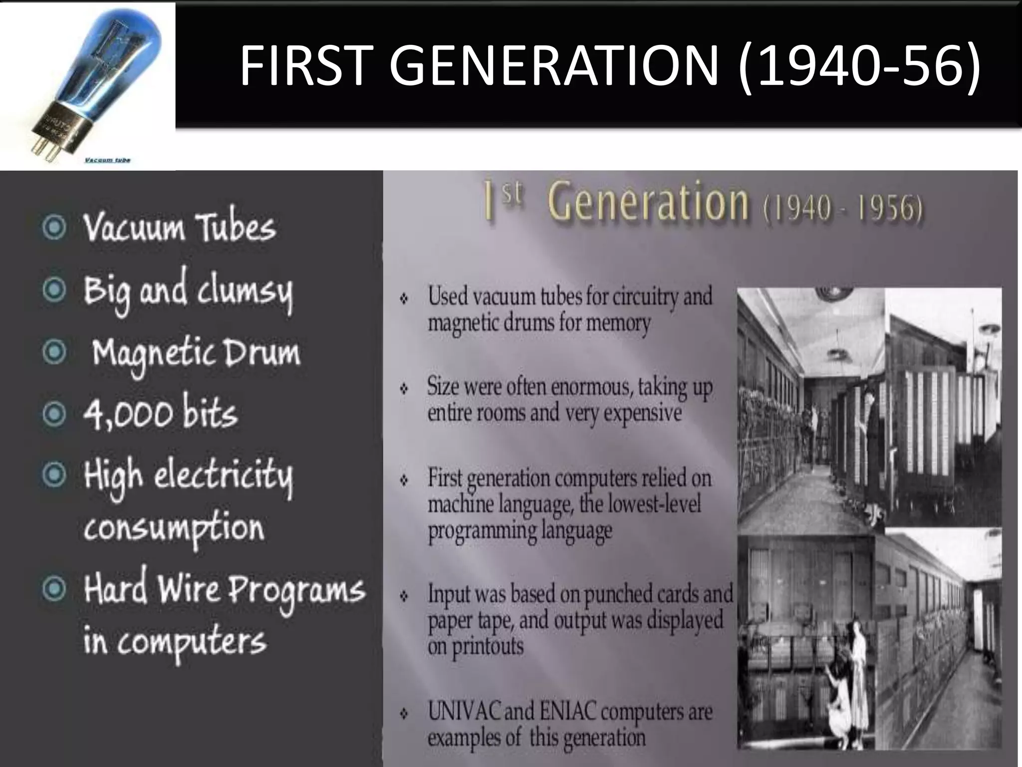 FIRST GENERATION (1940-56)
 