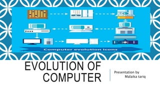 EVOLUTION OF
COMPUTER
Presentation by
Malaika tariq
 