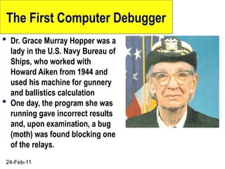 Hopper Debugger Evolution Of ComputersEvolution Of Computers unit two.ppt