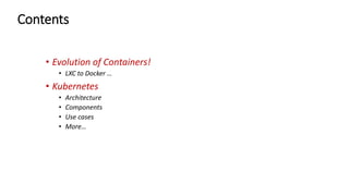 Evolution of containers to kubernetes | PPT