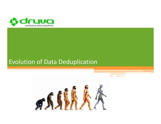 1




Evolution of Data Deduplication
                              (c) Druva Software 2010   February 11
 