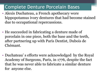 Evolution of denture base materials and reveiw of current ones | PPT