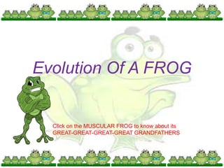 Evolution Of A FROG
Click on the MUSCULAR FROG to know about its
GREAT-GREAT-GREAT-GREAT GRANDFATHERS
 