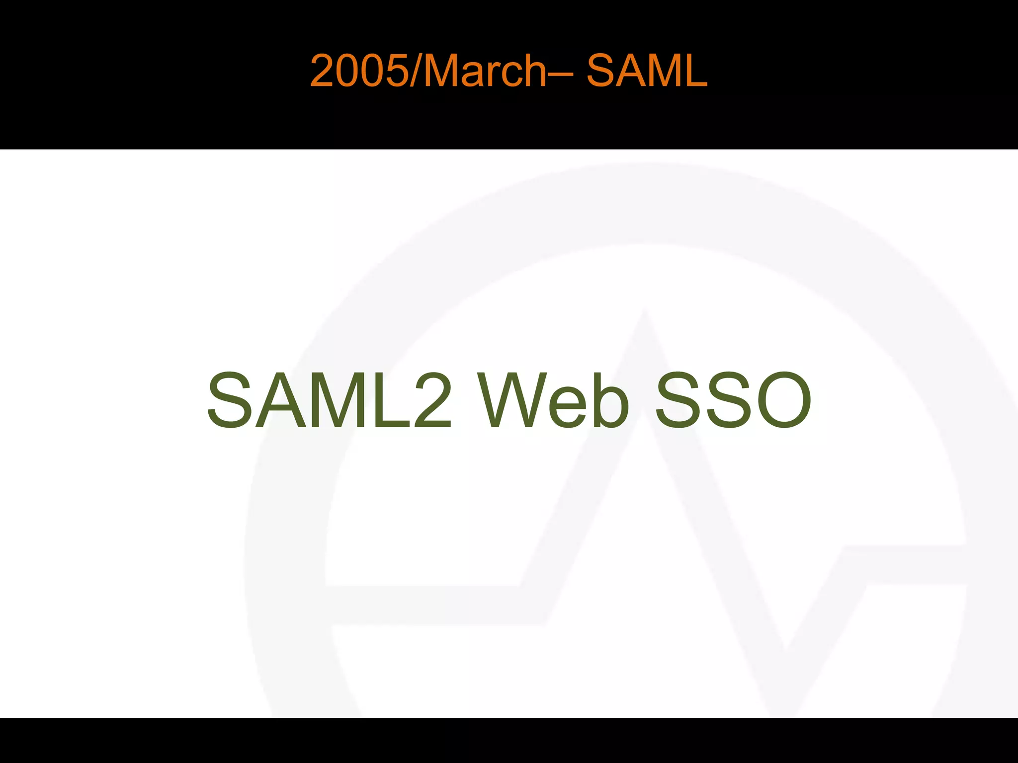 SAML2 Web SSO
2005/March– SAML
 