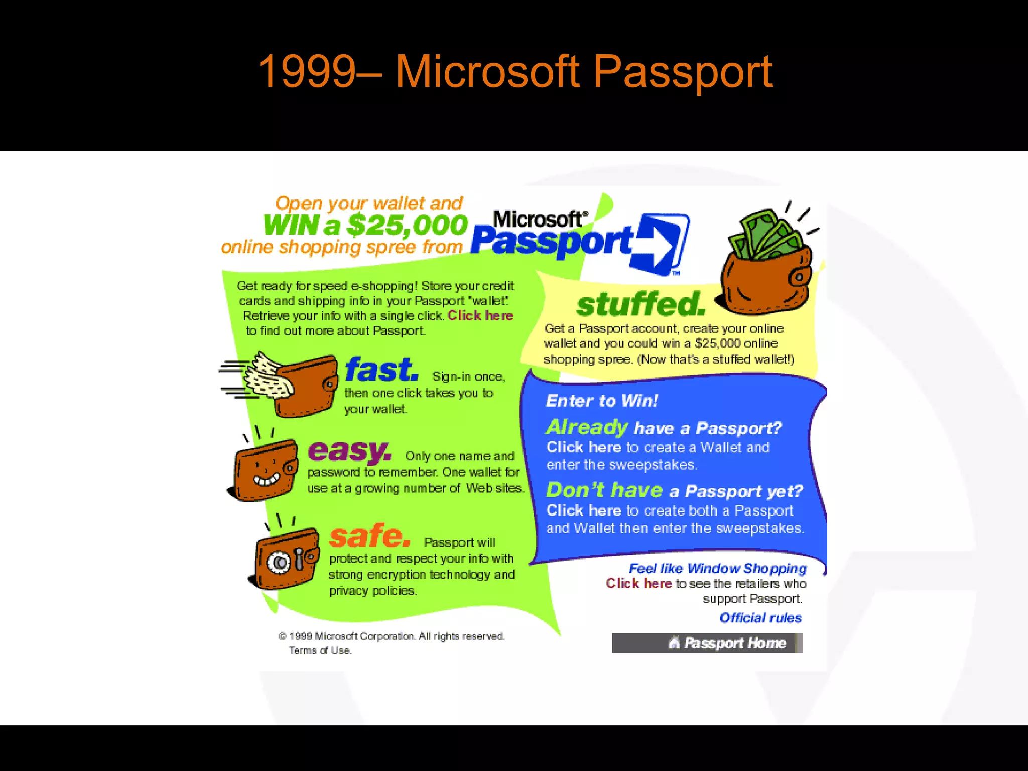 1999– Microsoft Passport
 