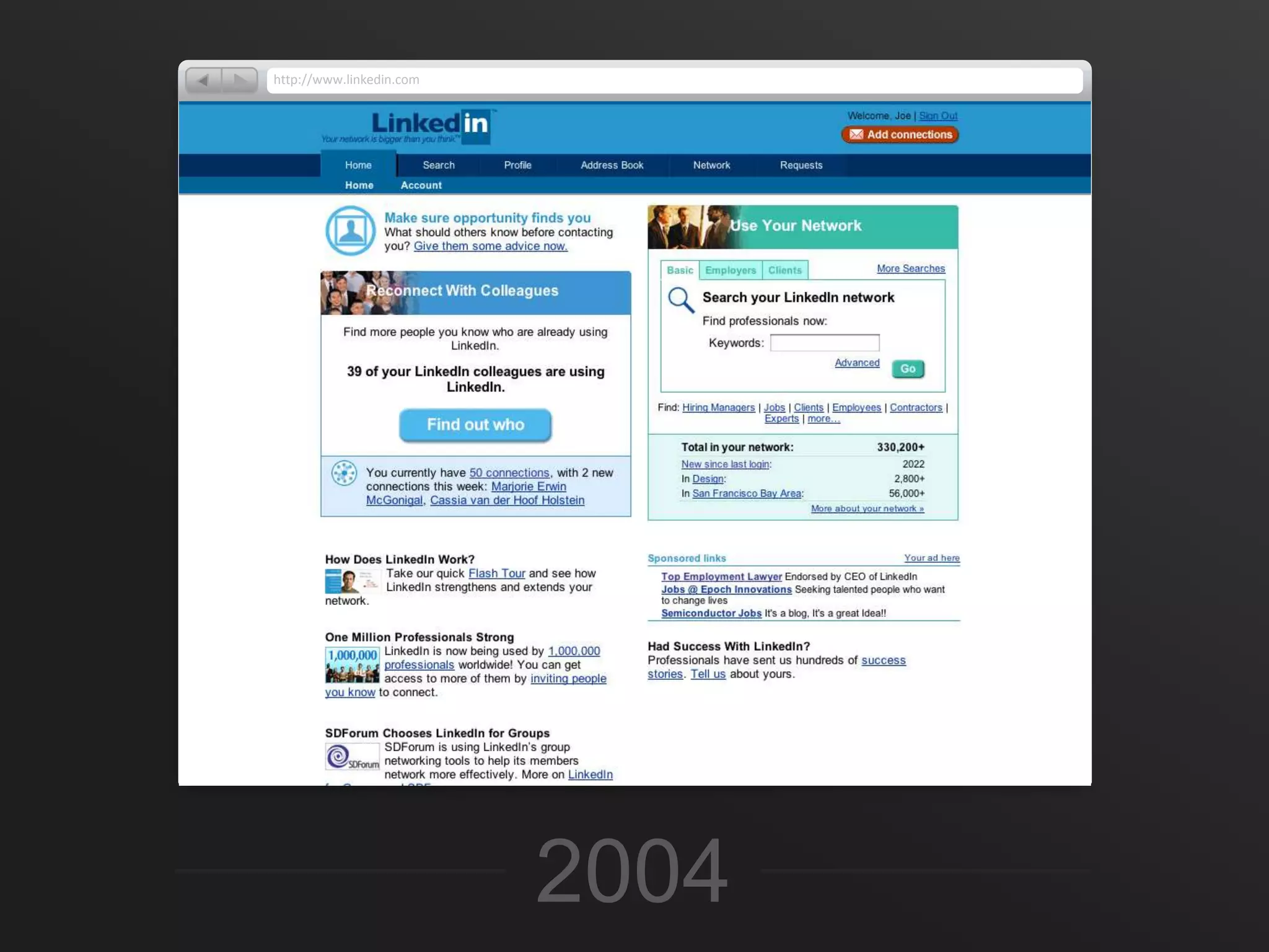 Evolution of the LinkedIn homepage (2003-2013) | PPTX