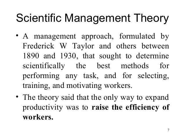 evolution of management theories Scientific management is a theory of management that analyzes and synthesizes workflowsits main objective is improving economic efficiency, especially labour productivityit was one of the earliest attempts to apply science to the engineering of processes and to management scientific management is sometimes known as taylorism after its. evolution of management theories Scientific management is a theory of management that analyzes and synthesizes workflowsits main objective is improving economic efficiency, especially labour productivityit was one of the earliest attempts to apply science to the engineering of processes and to management scientific management is sometimes known as taylorism after its.