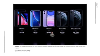 PRICE
Image 4: this image demonstrates the price skimming strategy, where we see the new models are higher in price and older models drop
in price.
(CondéNast Traveler (2019))
 