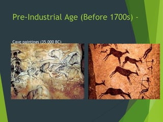 Pre-Industrial Age (Before 1700s) -
Cave paintings (35,000 BC)
 