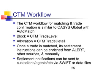 Evolution of OASYS, Omgeo, and Central Trade Manager | PPT