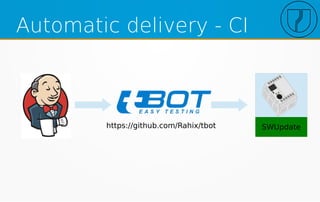 Automatic delivery - CI
SWUpdatehttps://github.com/Rahix/tbot
 