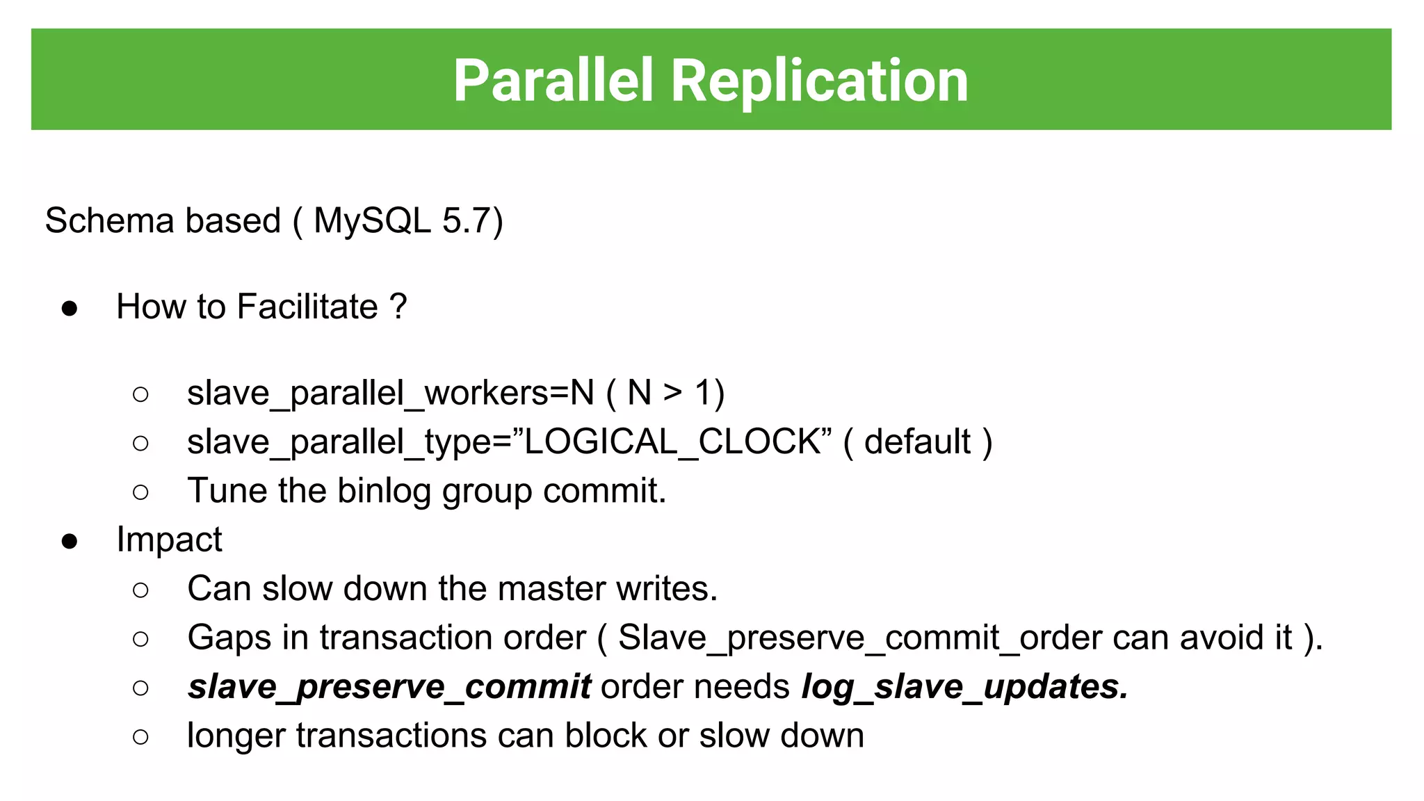 Evolution Of MySQL Parallel Replication PPT Evolution of mysql parallel replication ppt