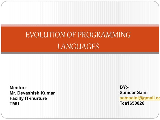 Evolution of programming language | PPT | Free Download
